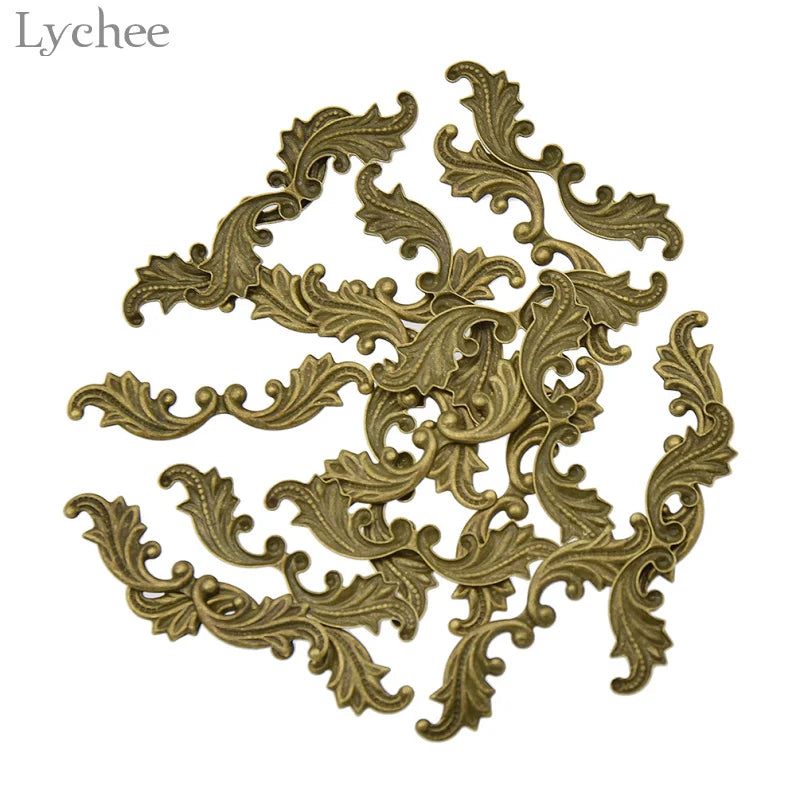 Lychee Life 20pcs Brass Leaf Shaped Stamping Scrapbooking Embellishments DIY Handmade Craft Home Decoration