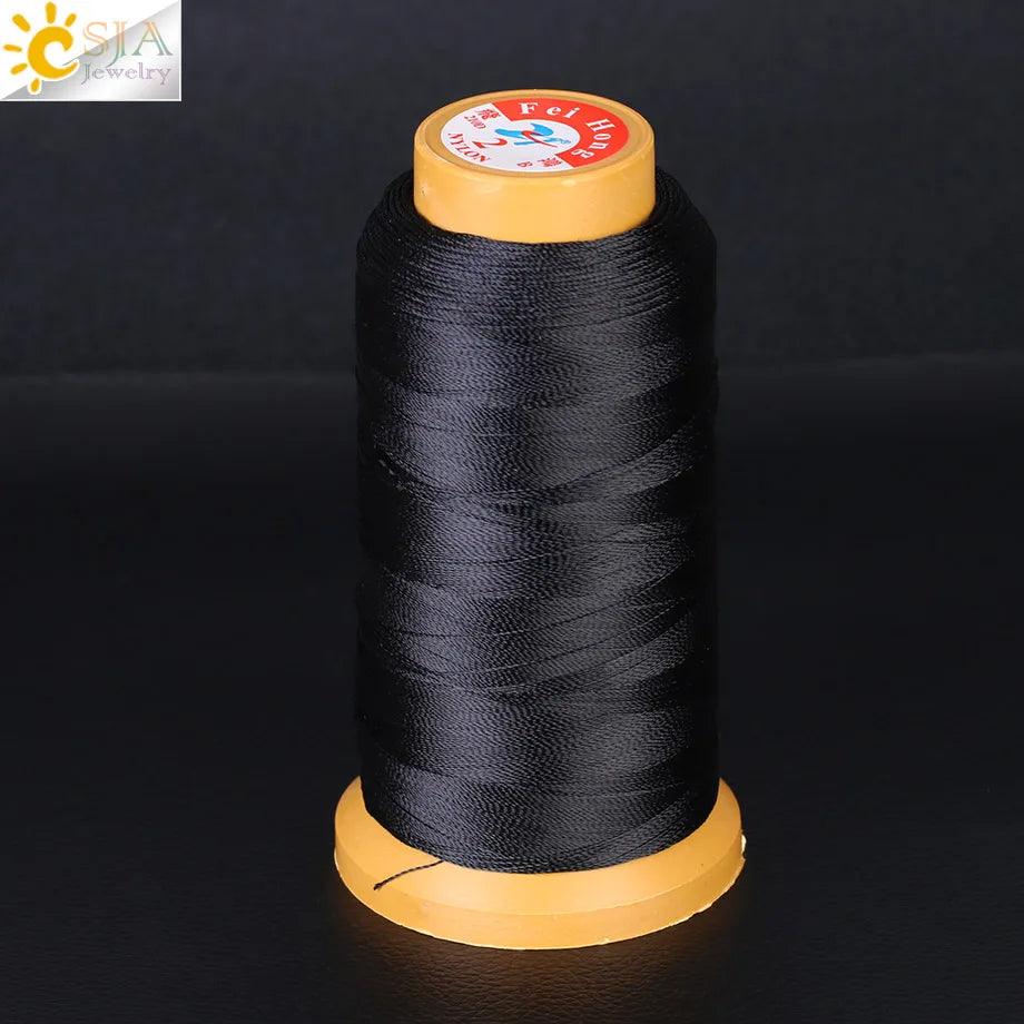 CSJA 1000M Polyamide Cord 210D Nylon Sewing 2-Strand Thread Roll Jewelry DIY Making High Quality No Elastic Silk String F390