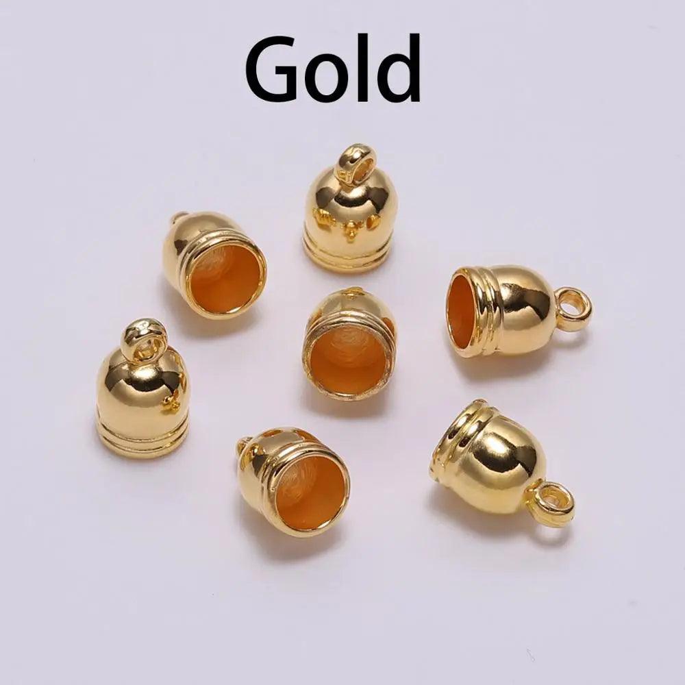 50pcs/lot Necklace End Tips Tassel Caps Leather Cord Crimps End Caps Beads Caps Fastener For DIY Jewelry Making Finding Supplies