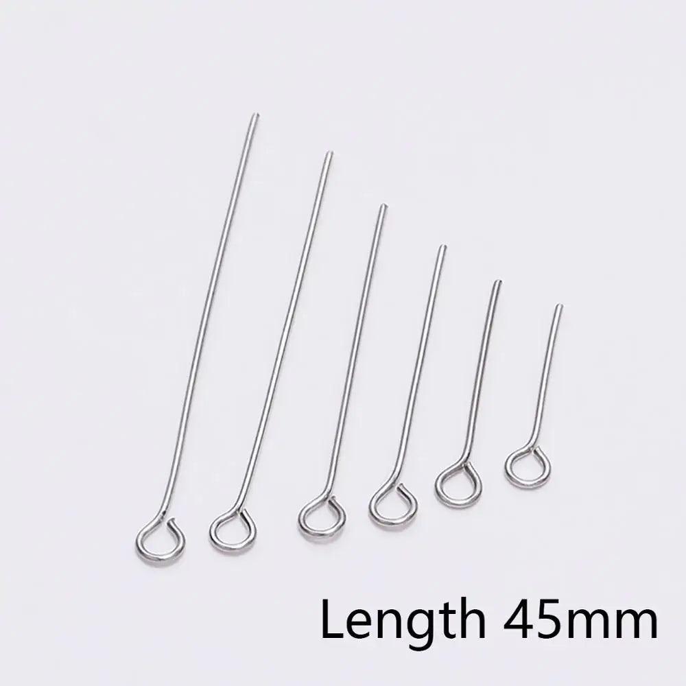 100pcs 20 25 30 35 40 45 50 mm Stainless steel Eye Pins Findings Eye Head Pins For Jewelry Making Supplies DIY Craft Accessories