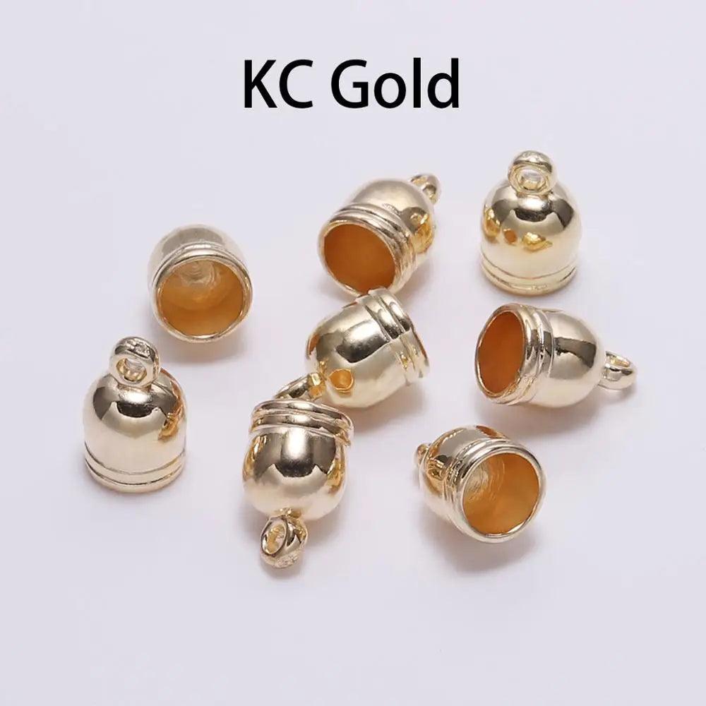 50pcs/lot Necklace End Tips Tassel Caps Leather Cord Crimps End Caps Beads Caps Fastener For DIY Jewelry Making Finding Supplies