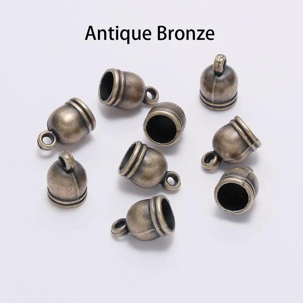 50pcs/lot Necklace End Tips Tassel Caps Leather Cord Crimps End Caps Beads Caps Fastener For DIY Jewelry Making Finding Supplies