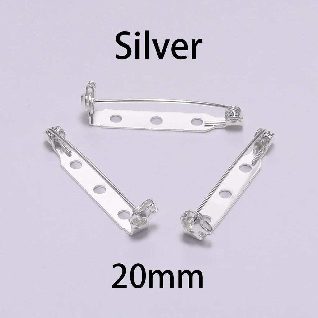 20pcs 20 25 32 38mm Brooch Clip Base Pins Blank Safe Lock Brooch Pin Base Badge Holder For DIY Jewelry Making Findings Supplies