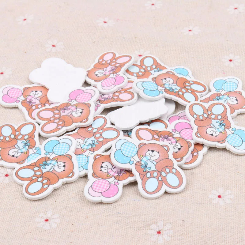 Blue/Pink Lovely Bear Pattern Scrapbooking Craft Embellishment For Handmade Sewing Home Decoration 28x34mm 20pcs