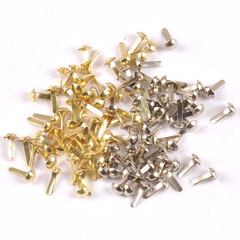 100Pcs Scrapbooking Embellishments Mixed Silver/golden Round Brads Fastener Brad DIY Accessories Metal Crafts Home Decor C2252