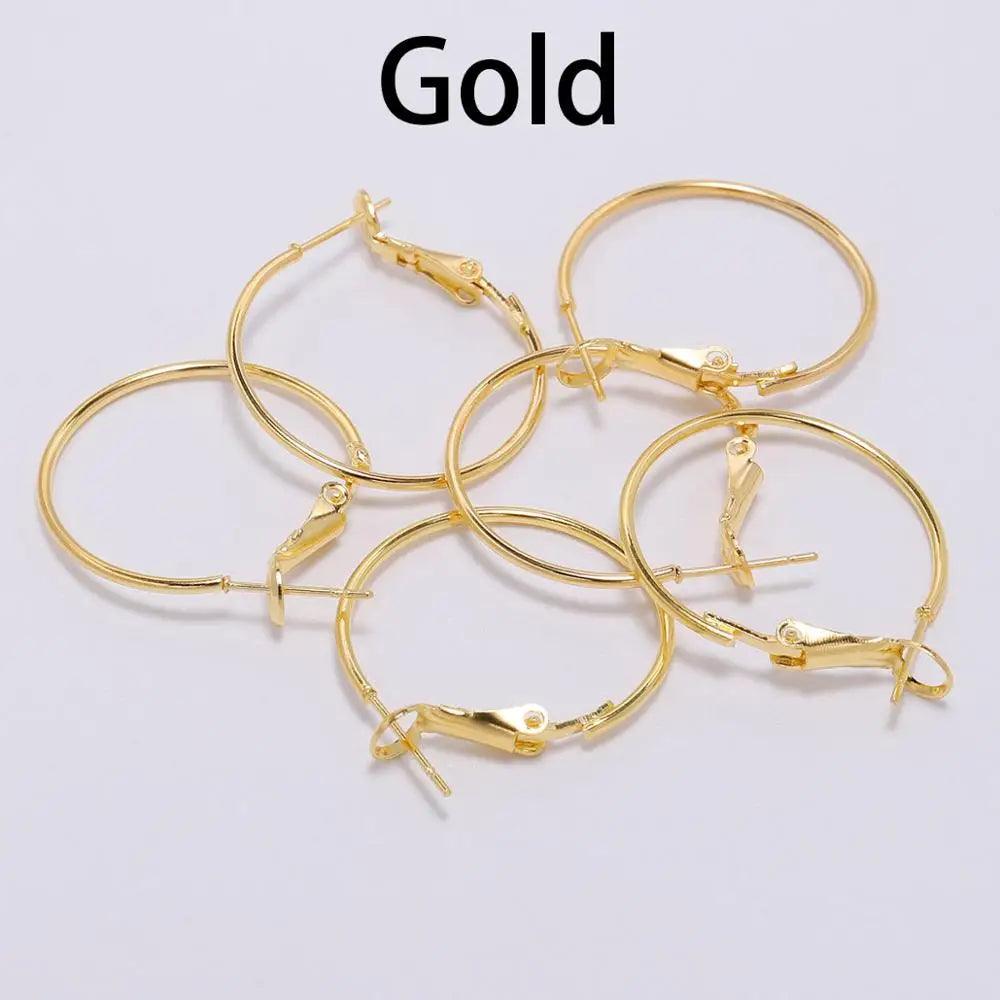 10Pcs/Lot 30 40 50 60 70mm Gold Round Big Hoop Earrings Accessories Exaggerated Hoop Ear For DIY Jewelry Making Finding