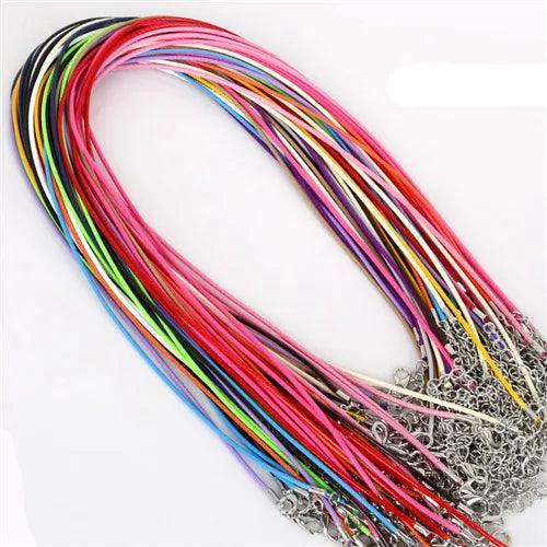 10 Pcs/lot Faux Leather Chains Bracelet Choker Necklace With Lobster Clasp DIY Jewelry Making Findings String Cord 1.5 mm
