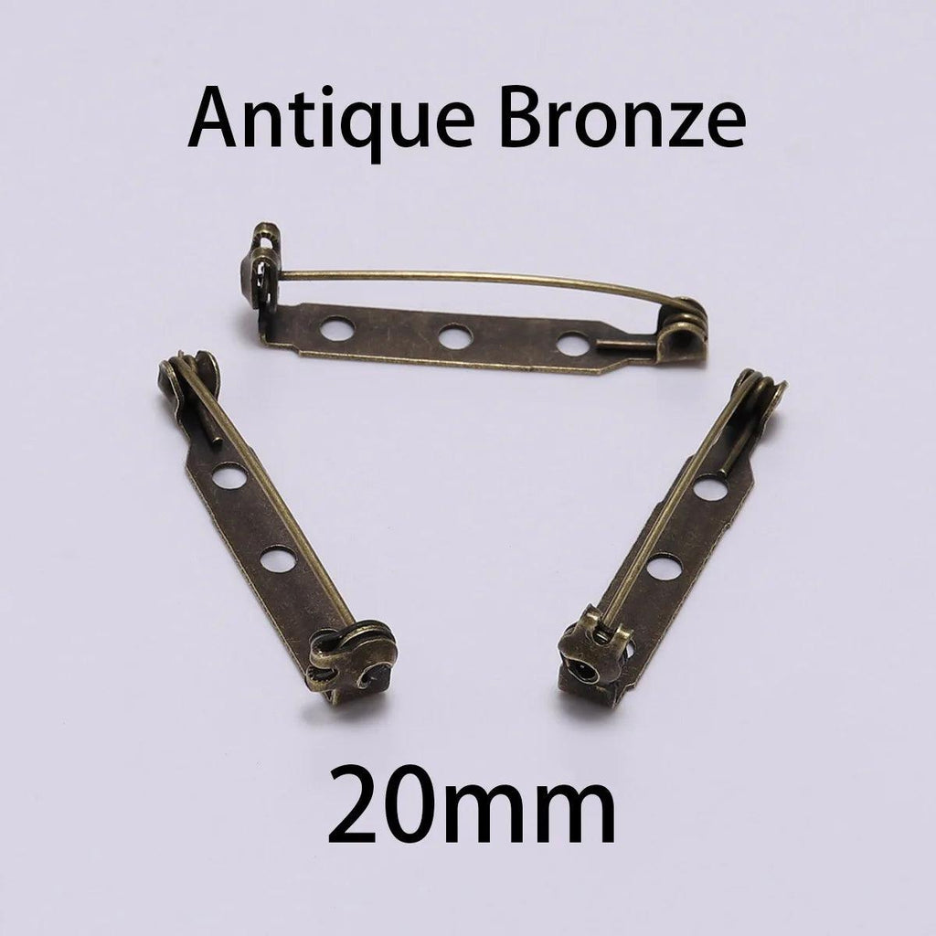 20pcs 20 25 32 38mm Brooch Clip Base Pins Blank Safe Lock Brooch Pin Base Badge Holder For DIY Jewelry Making Findings Supplies