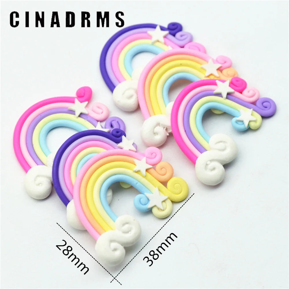 Tiny Polymer Clay Star Clouds Rainbow Embellishment DIY Scrapbook Cardmaking Party Decoration Crafts 28mmX38mm