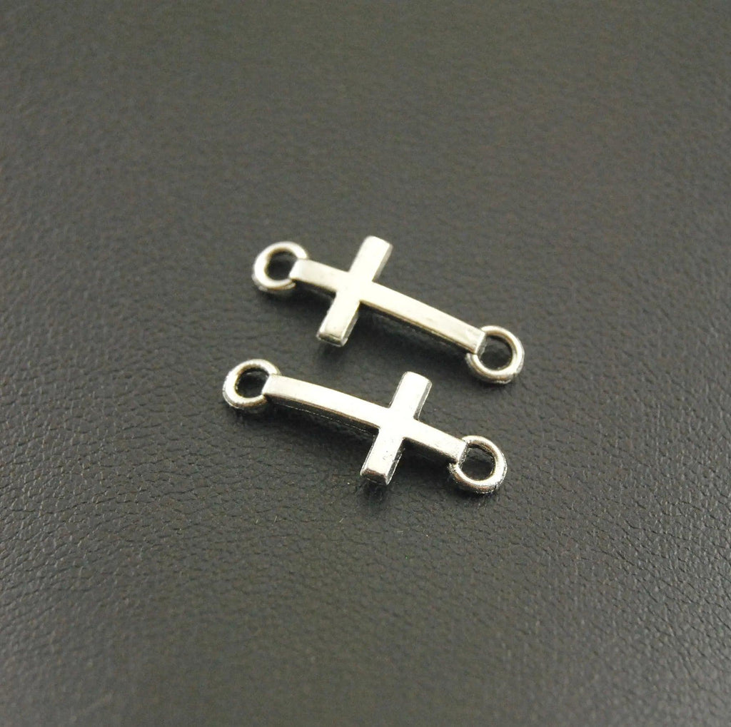 50 pcs 8x20mm Cross charms  Silver Color Sideways Mini Cross Charm/Pendant diy Bracelet A1165