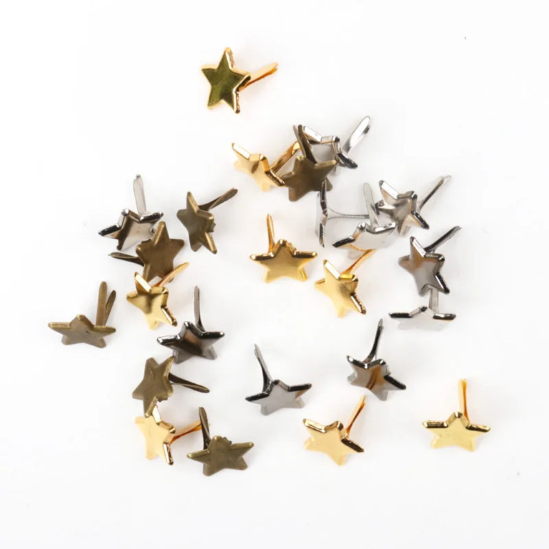 14mm 50pcs Mixed Star Metal Brad Studs Spikes Scrapbooking Embellishment Fastener Brads Crafts Pushpin Decoration