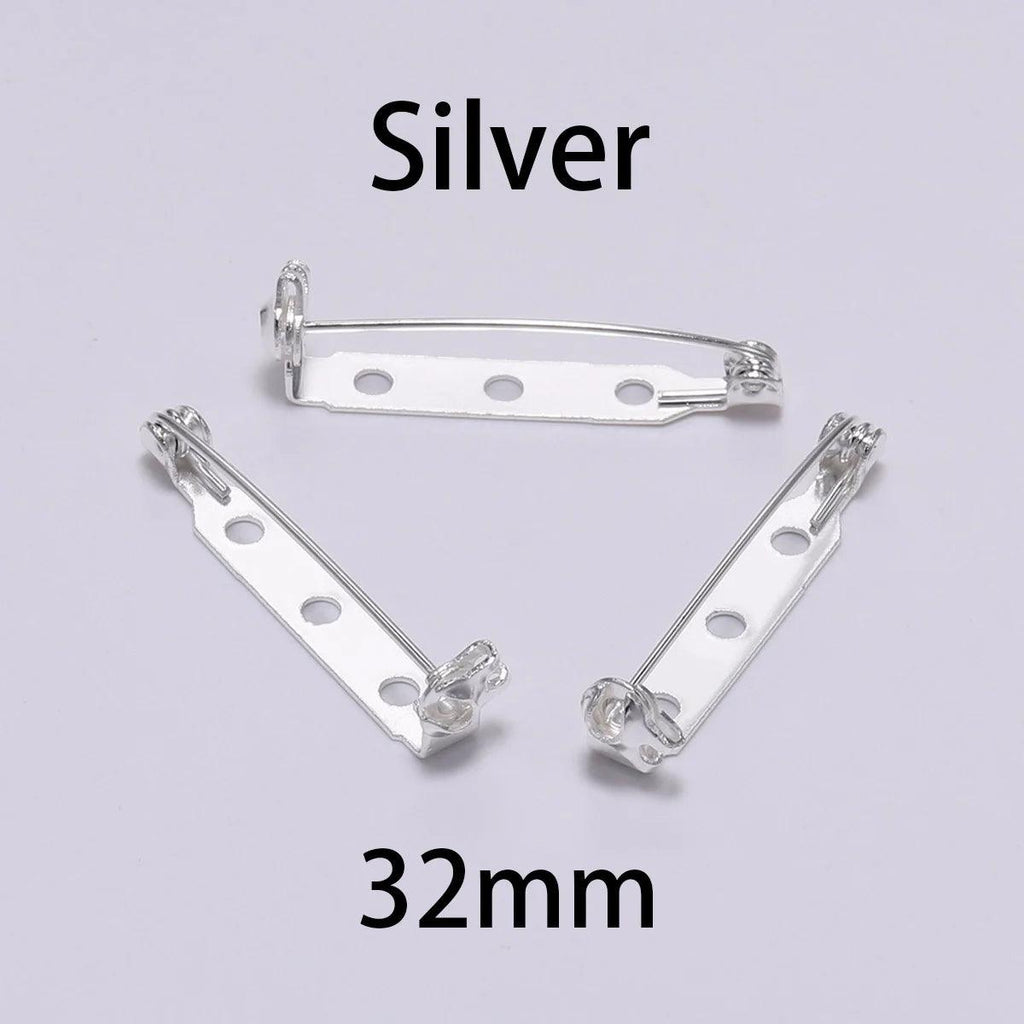 20pcs 20 25 32 38mm Brooch Clip Base Pins Blank Safe Lock Brooch Pin Base Badge Holder For DIY Jewelry Making Findings Supplies