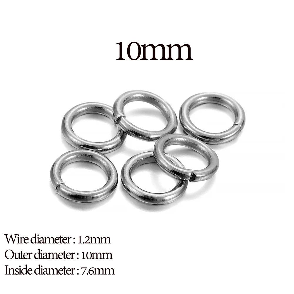 100-200pcs 3-15mm Stainless Steel Open Single Loops Jump Rings Split Ring For Jewelry Making DIY Connector Accessories