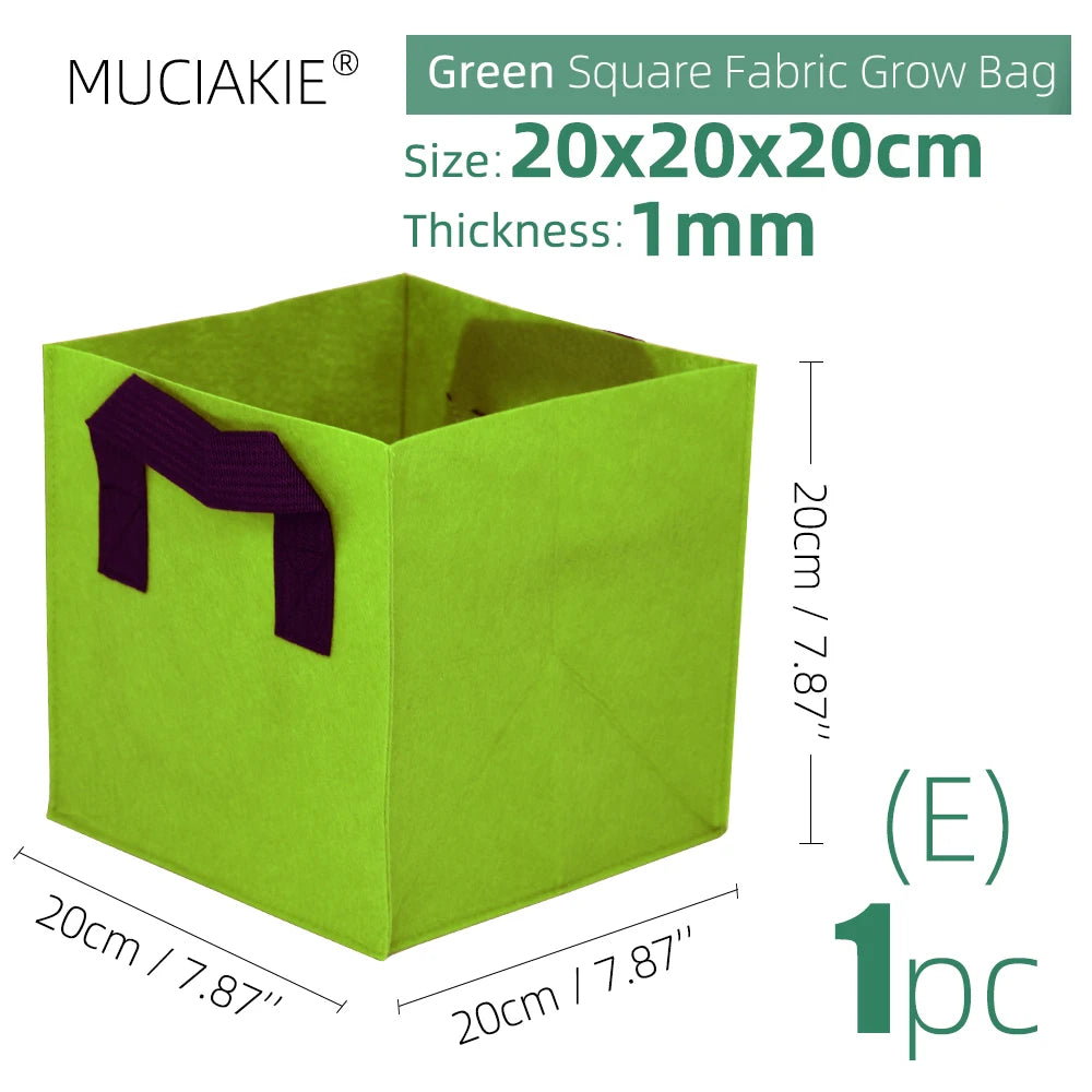 20x20x20CM Thickness 1MM Square Grow Bags Economic Fabric Pots with Handles Garden Planting Containers for Vegetables Flowers