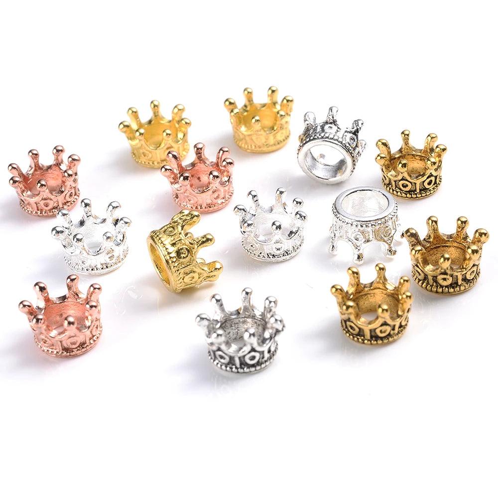 10/50pcs Alloy Loose Spacer Beads Gold Silver Crown Beads for Jewelry Making DIY Bracelet Handmade Accessories 6x9/12mm