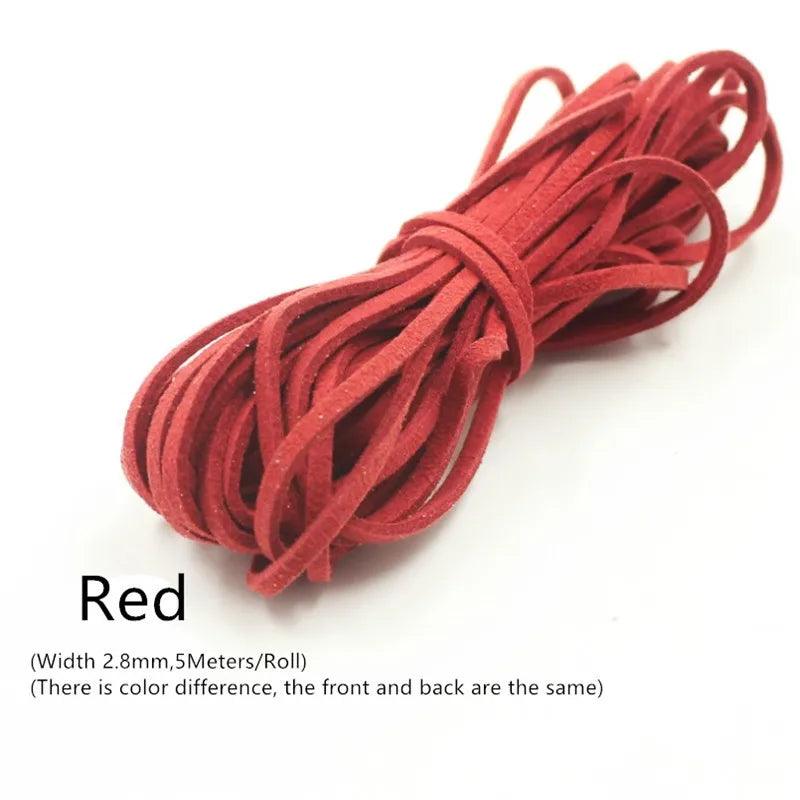 3MM 5M Micro-Fiber Flat Leather Lace Beading Thread Faux Suede Cord String Velvet Beading Supplies