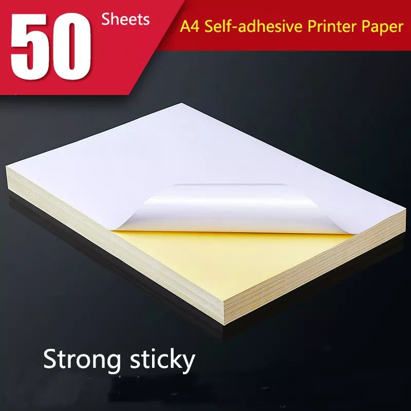 New 50 Sheets A4 White Self Adhesive Sticker Label Matte Surface Paper Sheet for Laser Inkjet Printer Copier Craft Paper