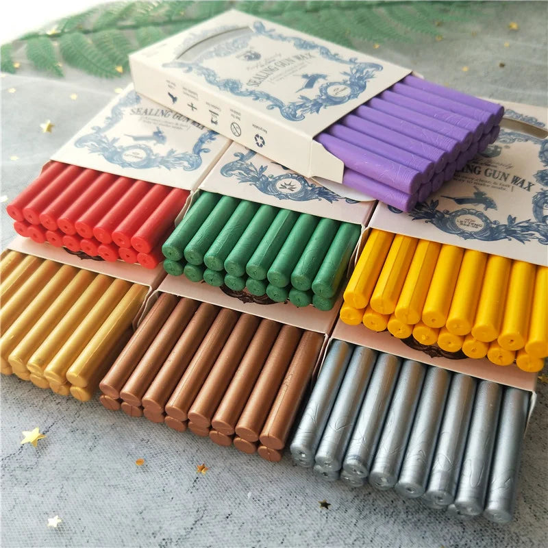 GOLD Stamps Wax Sticks for Melting Glue Gun Sealing Wax Sticks Wedding Party Invitation Sealing Wax for Classic Gifts Decoration