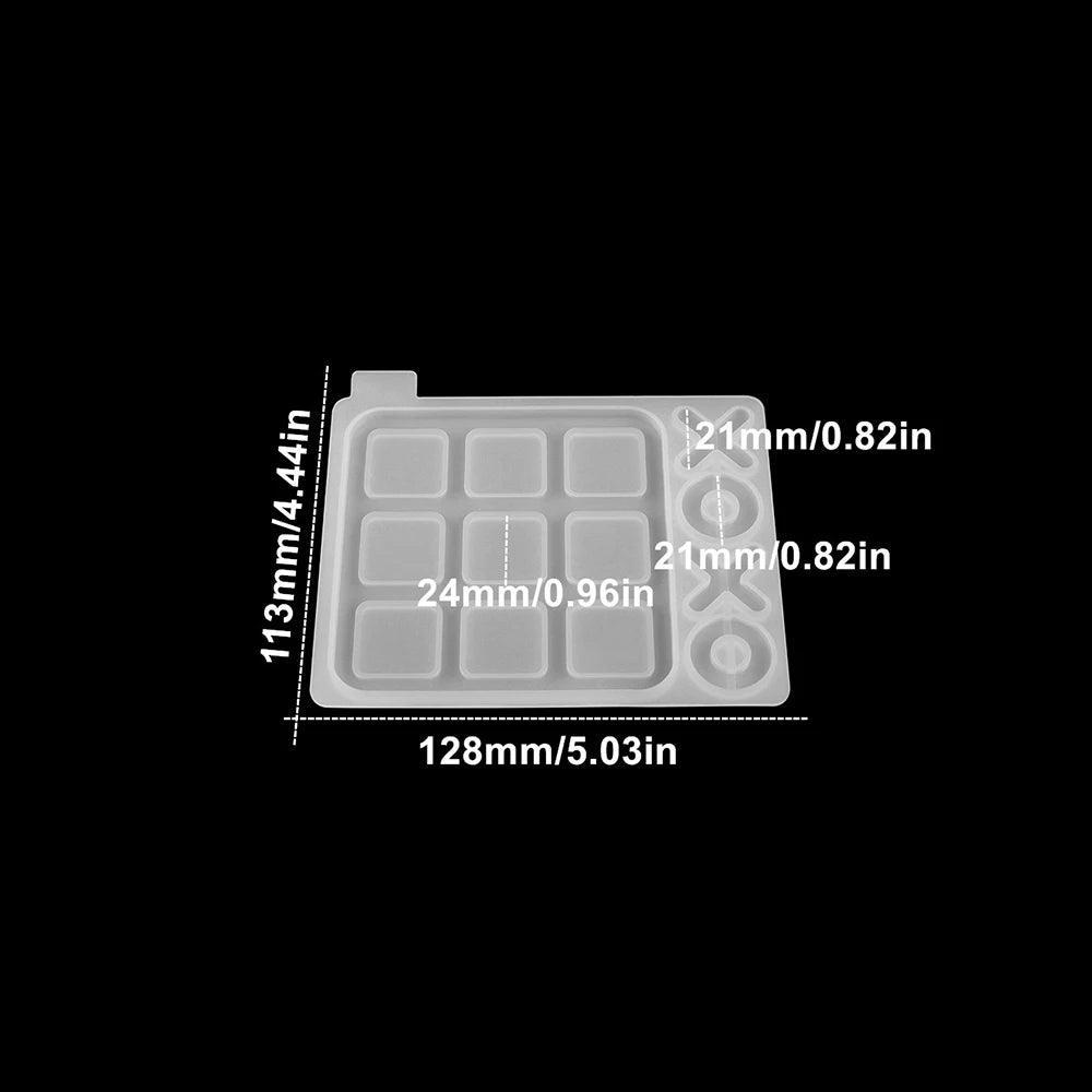 Small Tic Tac Toe OX Chess Game Mirror Silicone Casting Mold for DIY Resin UV Epoxy Jewelry Tools Craft Handmade Making