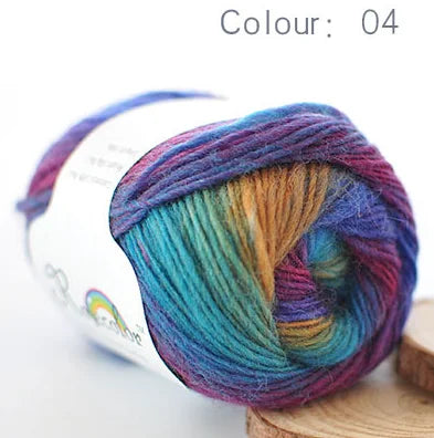 100 Percent Wool Yarn Rainbow Color for Hand Knitting and Crochet Plush Thickness DIY Soft Scarf Shawl and Sweater