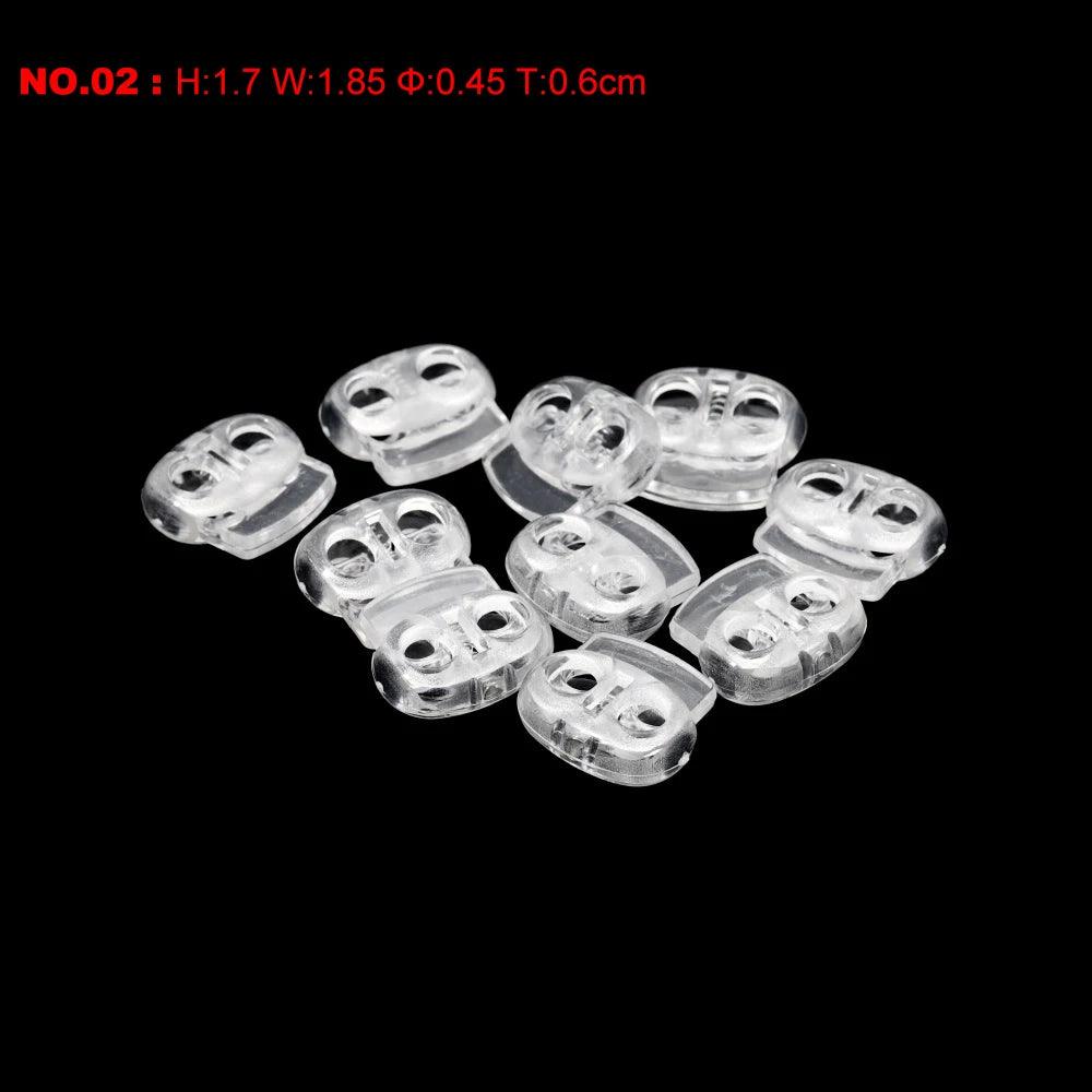 10pcs Cord Lock Plastic Stopper Cord Ends Toggles Clip Buckle Transparent Clear Frost For Shoelace Clothing DIY Bag Accessories