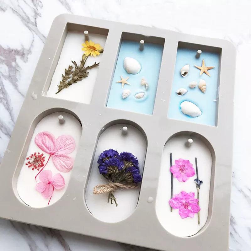 DIY Silicone Clay Aromatherapy Tablets Molds Hanging Ornaments Wax Molds Flower Soap Mold Craft Accessories Soap Mold