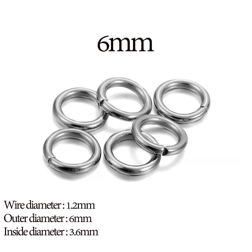 100-200pcs 3-15mm Stainless Steel Open Single Loops Jump Rings Split Ring For Jewelry Making DIY Connector Accessories
