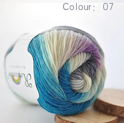 100 Percent Wool Yarn Rainbow Color for Hand Knitting and Crochet Plush Thickness DIY Soft Scarf Shawl and Sweater