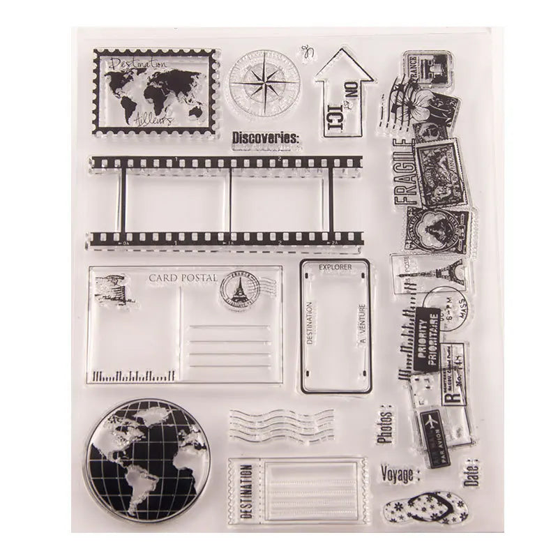 Travel Memory Decorative Transparent Stamp for DIY Decoration Diary Journal Planner Craft Scrapbooking Silicone Rubber Stamps