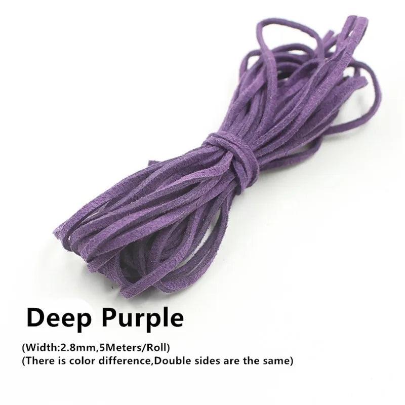 3MM 5M Micro-Fiber Flat Leather Lace Beading Thread Faux Suede Cord String Velvet Beading Supplies
