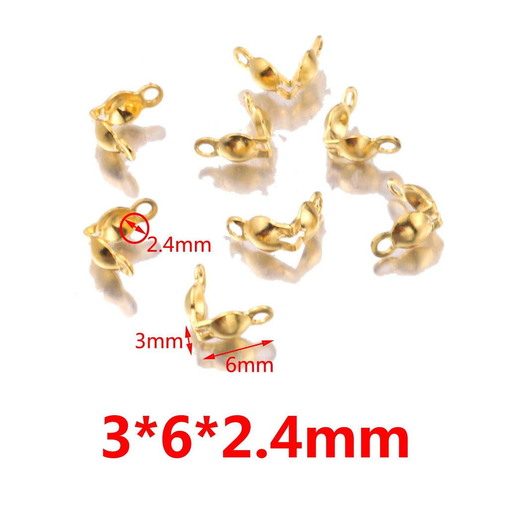 50pcs/lot Connector Clasp Fitting Stainless Steel  Ball Chain Calotte End Crimps Beads Connector for DIY Jewelry Making Supplie