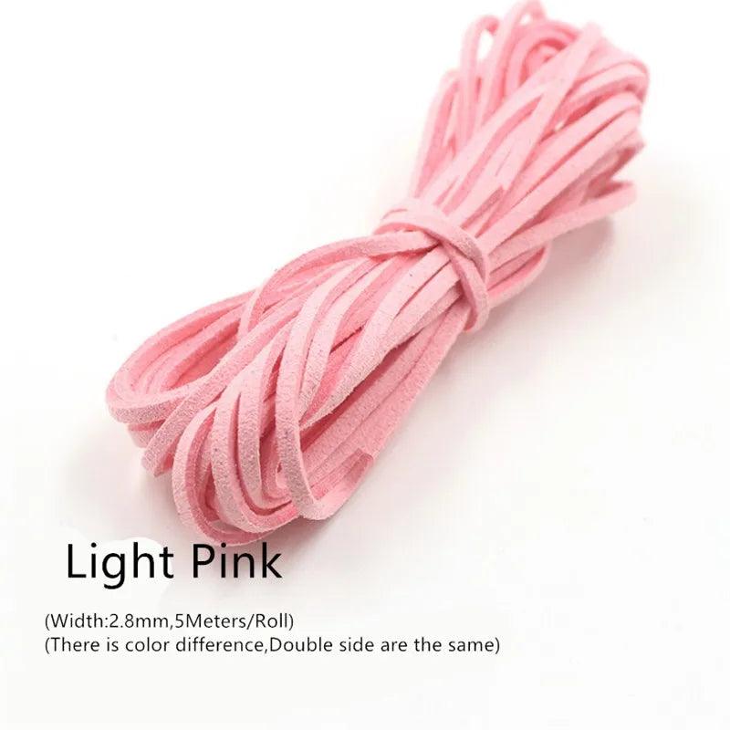 3MM 5M Micro-Fiber Flat Leather Lace Beading Thread Faux Suede Cord String Velvet Beading Supplies