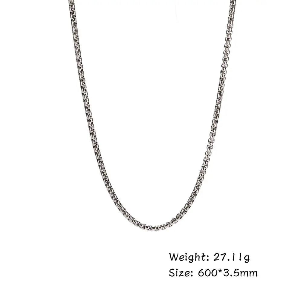 Skyrim Fashion 60cm Long Box Chain Necklace Stainless Steel Statement 2-4mm Thick Chains Jewelry Gift for Men Women Wholesale