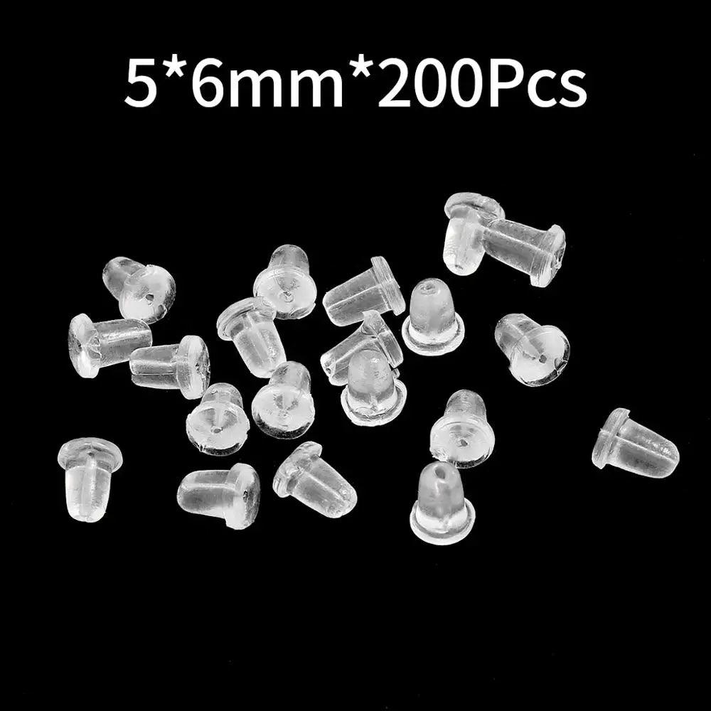 200pcs/lot Rubber Earring Back Silicone Round Ear Plug Blocked Caps Earrings Back Stoppers For DIY Earring Parts Jewelry Making