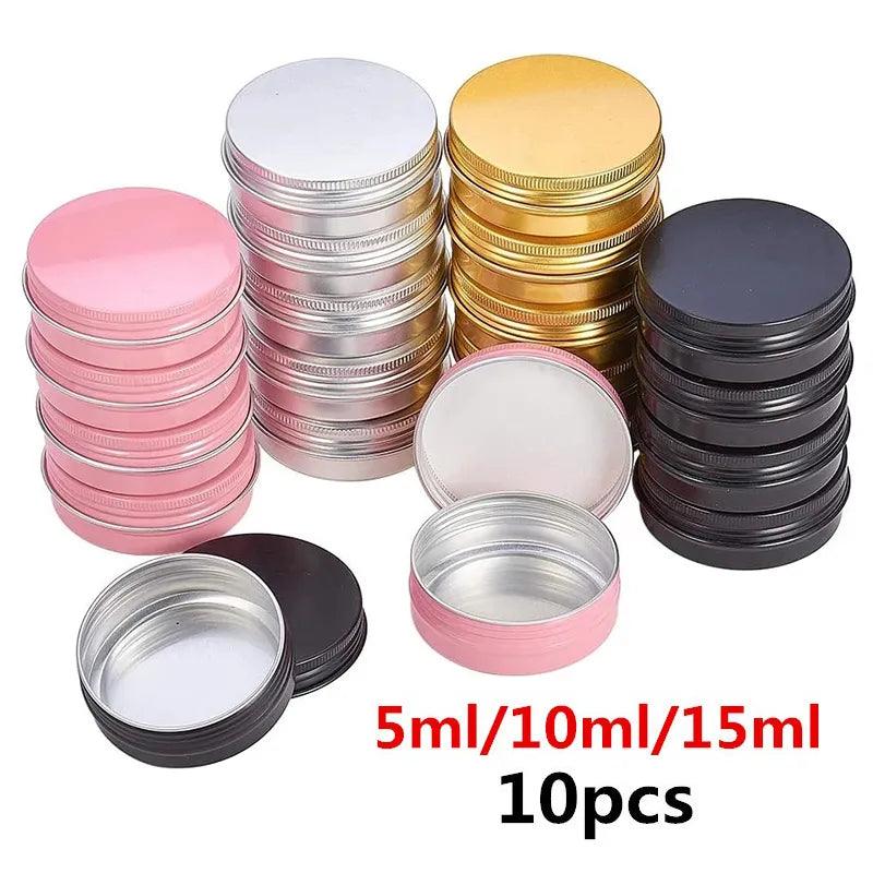 10Pcs 5ML/10ML/15ML Empty Aluminum Tin Jar For Packing Cream Balm Nail Candle Cosmetic Round Storage Container Mini Metal Box - Winord