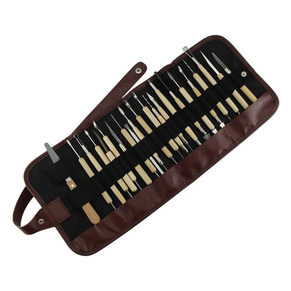 22pcs DIY Art Clay Pottery Tool set Crafts Clay Sculpting Tool kit Pottery & Ceramics Wooden Handle Modeling Clay Tools gift