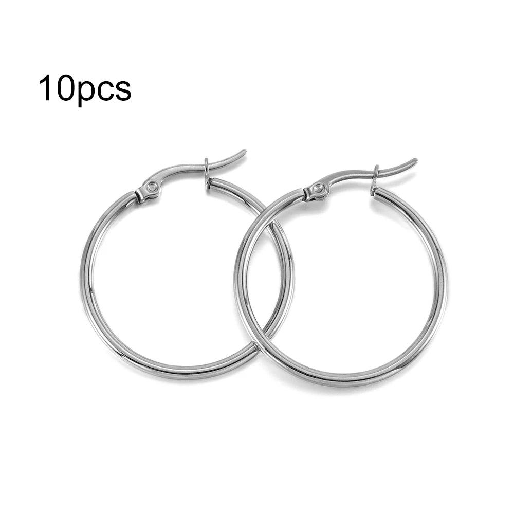 10Pcs 15-50mm Stainless Steel Earrings Open Earring Hooks Base Ear Ring Drops DIY Dangle Earring Jewelry Making Accessories