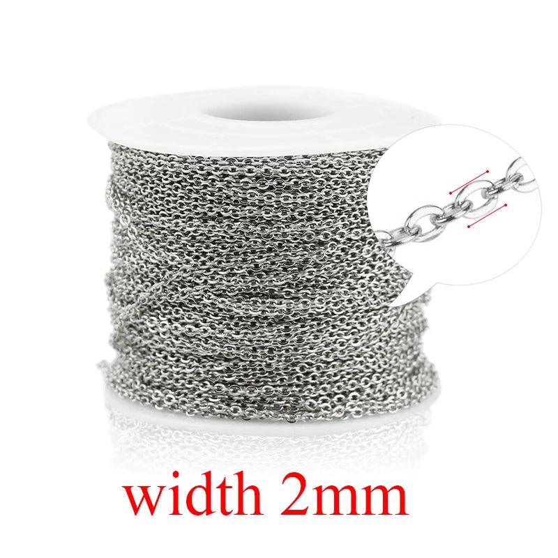 2m/lot Stainless Steel Cable Chain Bulk for Silver Rose Gold Chain 1mm 1.5mm 2mm 2.5mm Necklace Diy Jewelry Materials