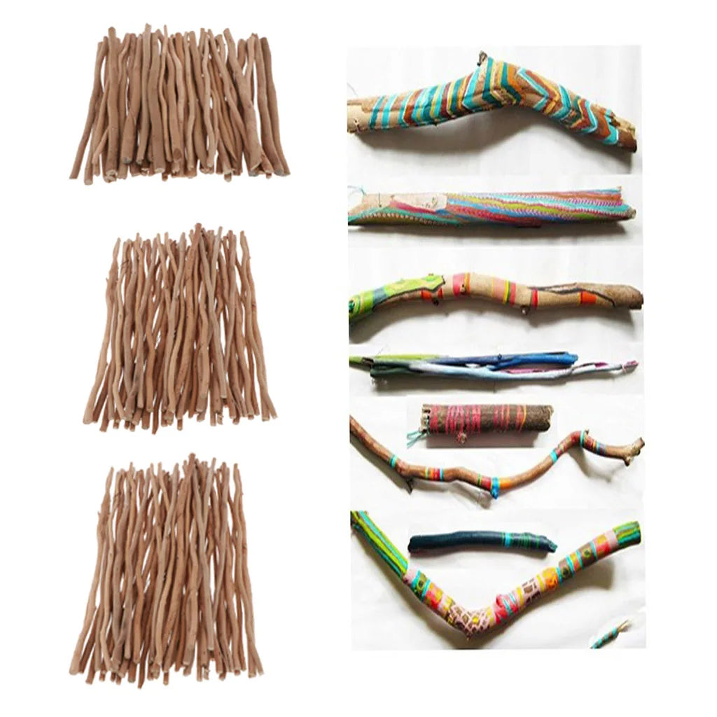 50pcs Natural Wood Sticks Branch Wooden Driftwood Rustic Decors DIY Woodworking Materials