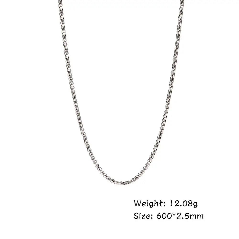Skyrim Fashion 60cm Long Box Chain Necklace Stainless Steel Statement 2-4mm Thick Chains Jewelry Gift for Men Women Wholesale