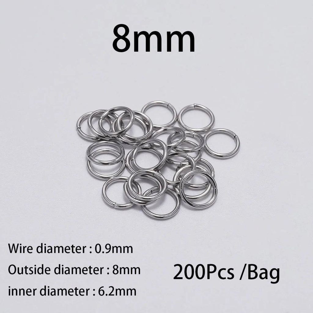 100-200pcs 3-15mm Stainless Steel Open Single Loops Jump Rings Split Ring For Jewelry Making DIY Connector Accessories