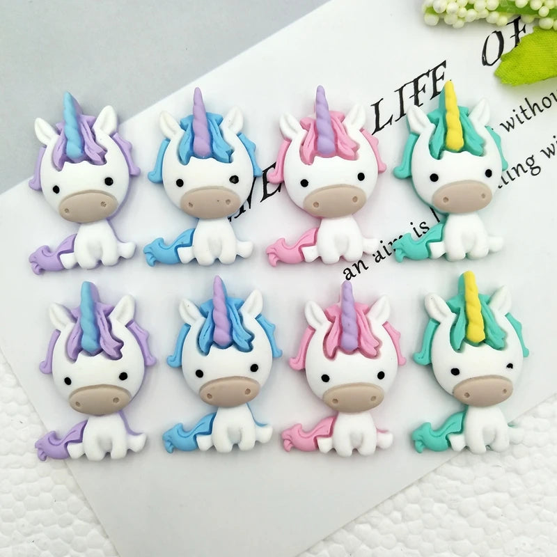 10Pcs Kawaii Cute Unicorn  Flat back Resin Cabochons Scrapbooking DIY Jewelry Craft Decoration Accessories