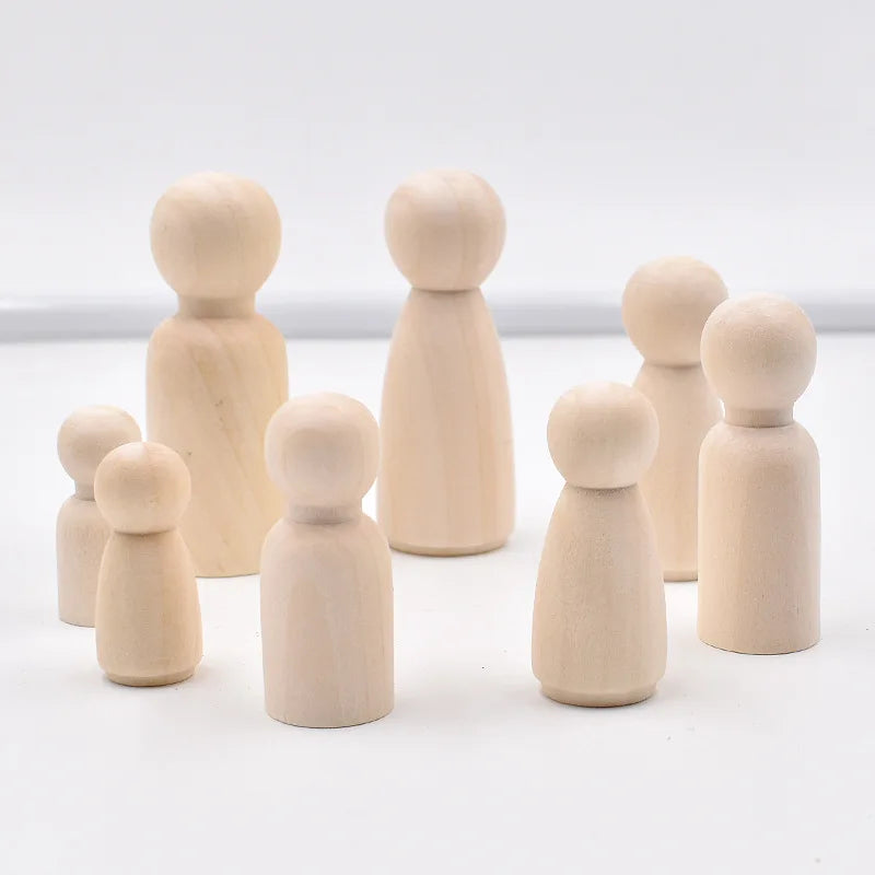 Wooden Dolls Natural Unfinished Wooden Doll Bodies People Shapes DIY Crafts Home Nursery Decoration Women Men Wooden Peg Dolls