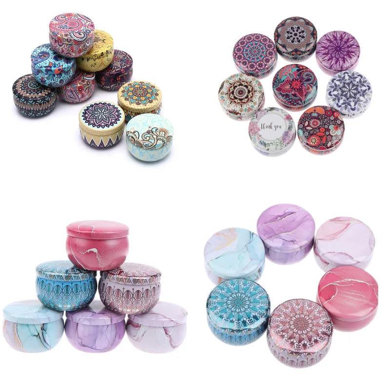 1PC NEW Mini Elegant Flower Tin Box DIY Candle Jar Balm Round Empty Iron Box Portable Lipstick Zipper Cream Storage Box - Winord
