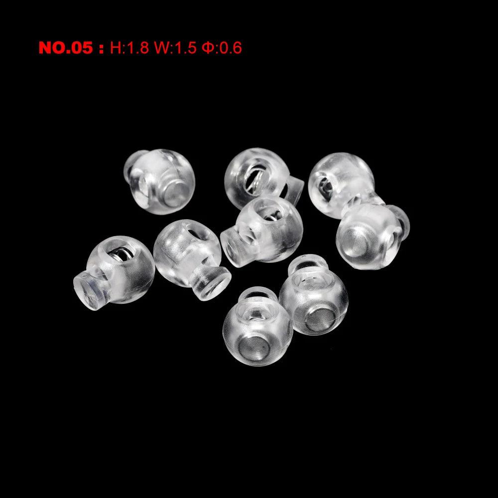 10pcs Cord Lock Plastic Stopper Cord Ends Toggles Clip Buckle Transparent Clear Frost For Shoelace Clothing DIY Bag Accessories