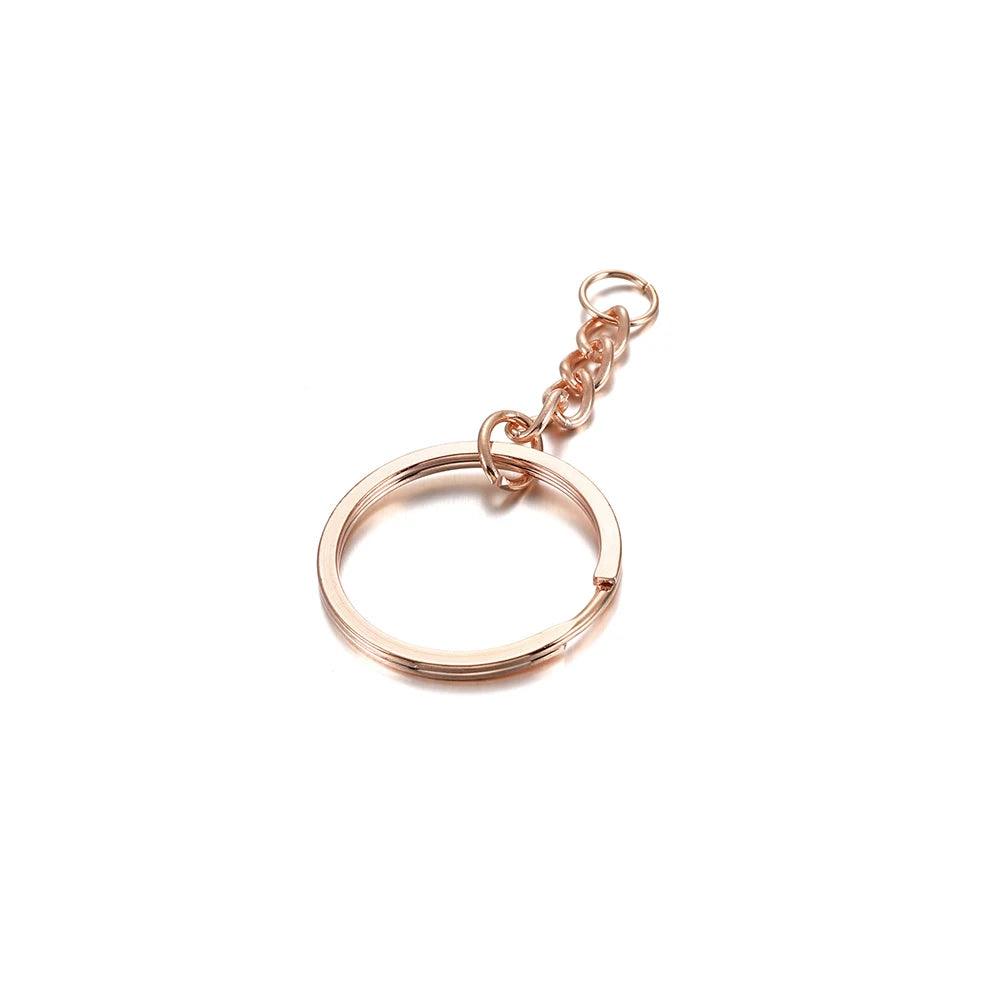 10 pcs 30mm Polished Gold Long Round Split Keyrings Keychain with Short Chain Key Rings Supplies For DIY Jewelry Making