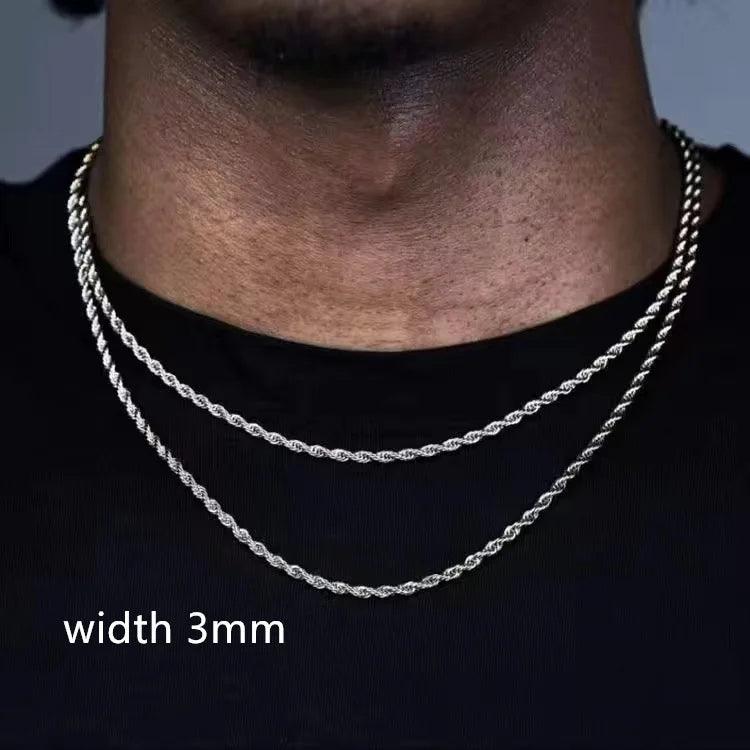 Rope Cuban Chain Necklace Men Fashion Temperament Stainless Steel Choker Link Chain Necklace For Men Jewelry Gift