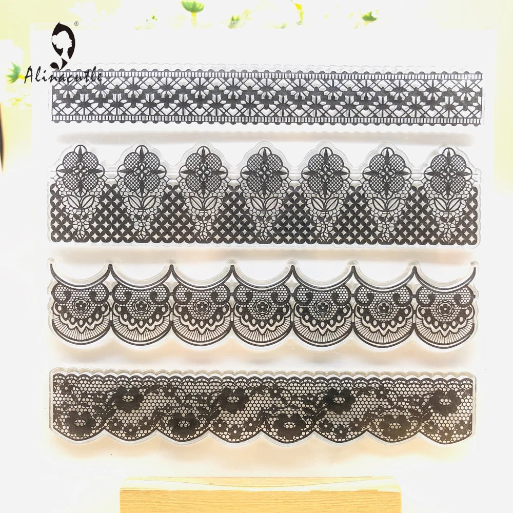 Alinacutle CLEAR STAMPS Lace Border Scrapbooking Card Album Paper Craft Rubber Roller Transparent Silicon Clear Stamp