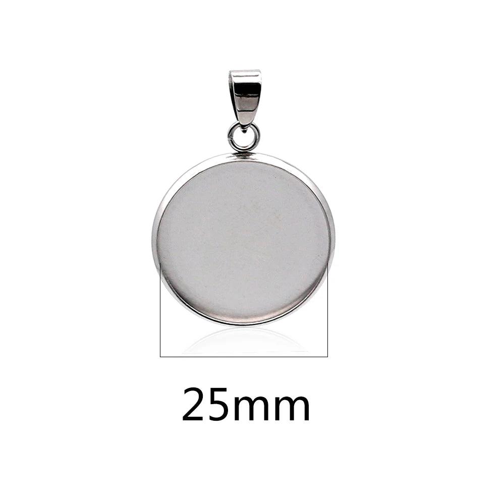 10pcs/lot stainless steel blank Cabochon Base Setting Charms Pendant fit 6 8 10 12 14 16 18 20 25 30mm  jewelry making supplies