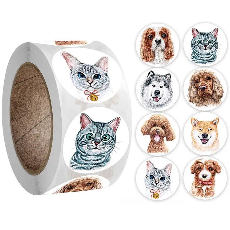 100-500pcs Cartoon Animals Cat Dog Stickers Labels Reward Sticker School Teacher Kids Smiley Stationery Gift Thank You Sticker
